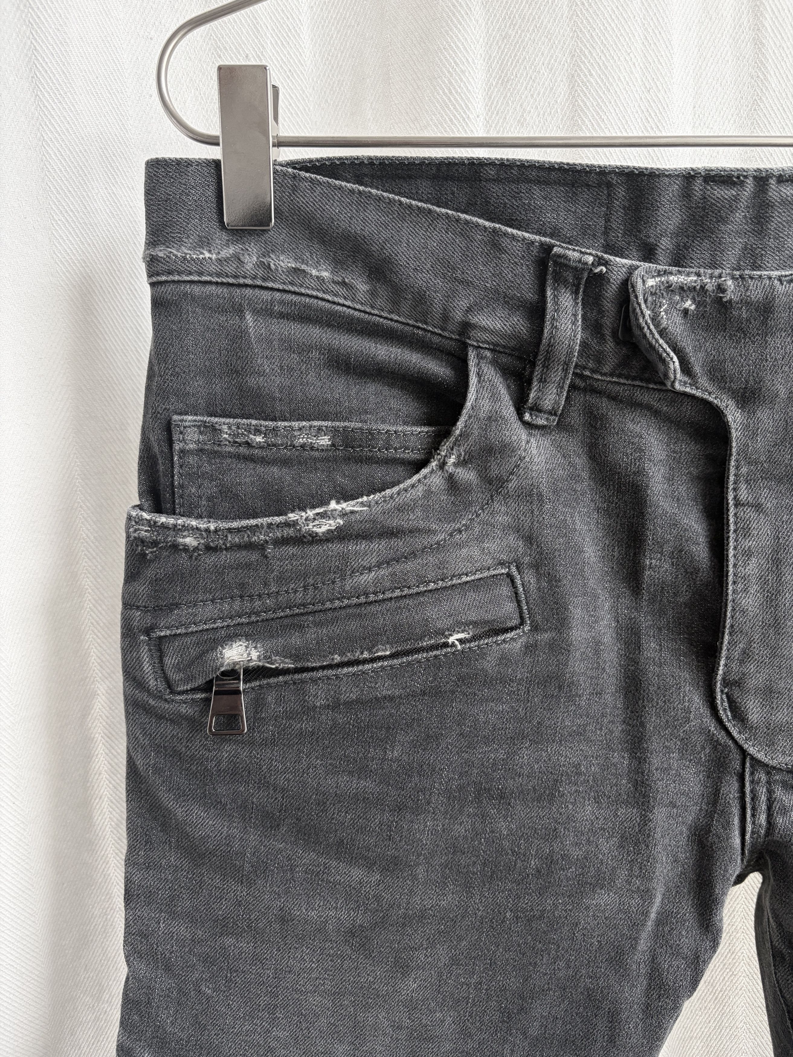 Balmain Distressed Black Biker Denim Pants Size US 29 - 6 Thumbnail