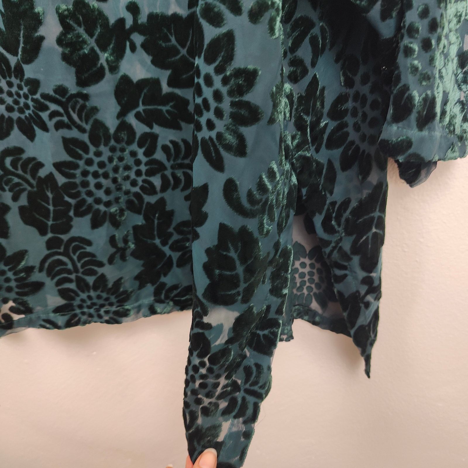 Other Vintage Katy D Velvet Burnout Top Womens 22-24 Green Size 4XL / US 24-26 - 4 Thumbnail