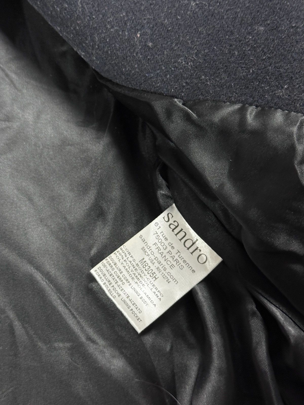Sandro Sandro coat heavy wool black leather sleeves detachable hood Size US M / EU 48-50 / 2 - 3 Thumbnail
