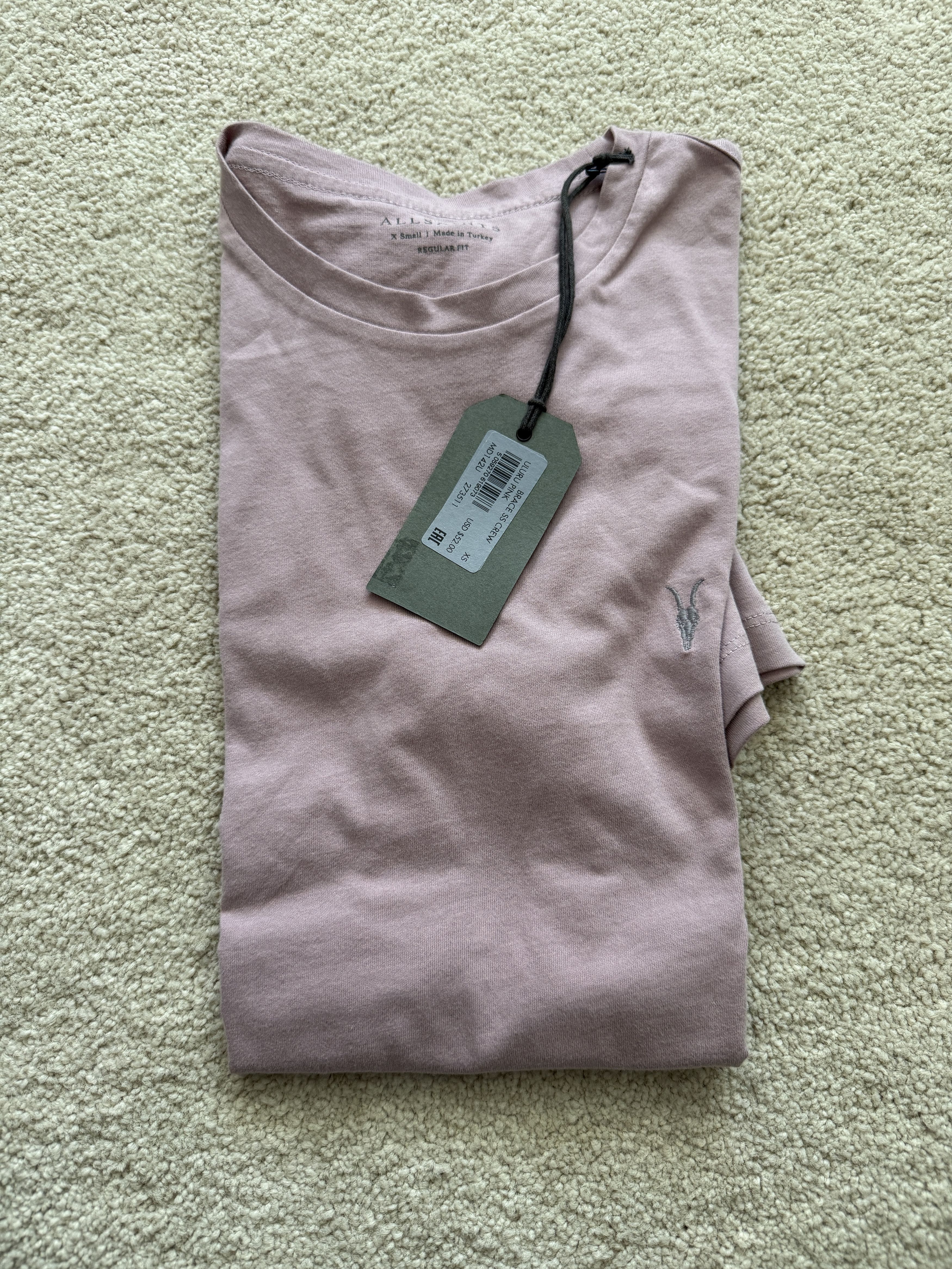 Allsaints New All Saints XS Mens Light Pink Tee Shirt Size US XS / EU 42 / 0 - 1 Thumbnail