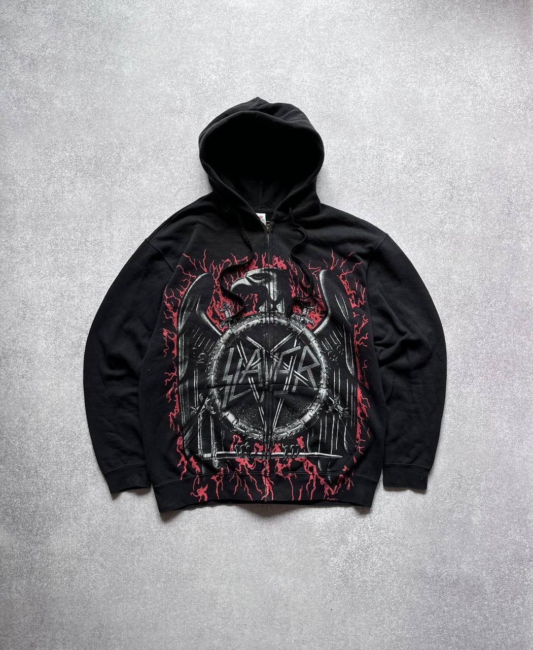 Slayer Vintage Slayer Overprint Eagle Boxy Zip Hoodie Y2K L Size US L / EU 52-54 / 3 - 3 Thumbnail