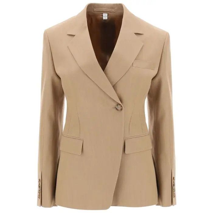 image of Burberry O1S22I1N0424 Double Breasted Jacket In Beige, Women's (Size XS)