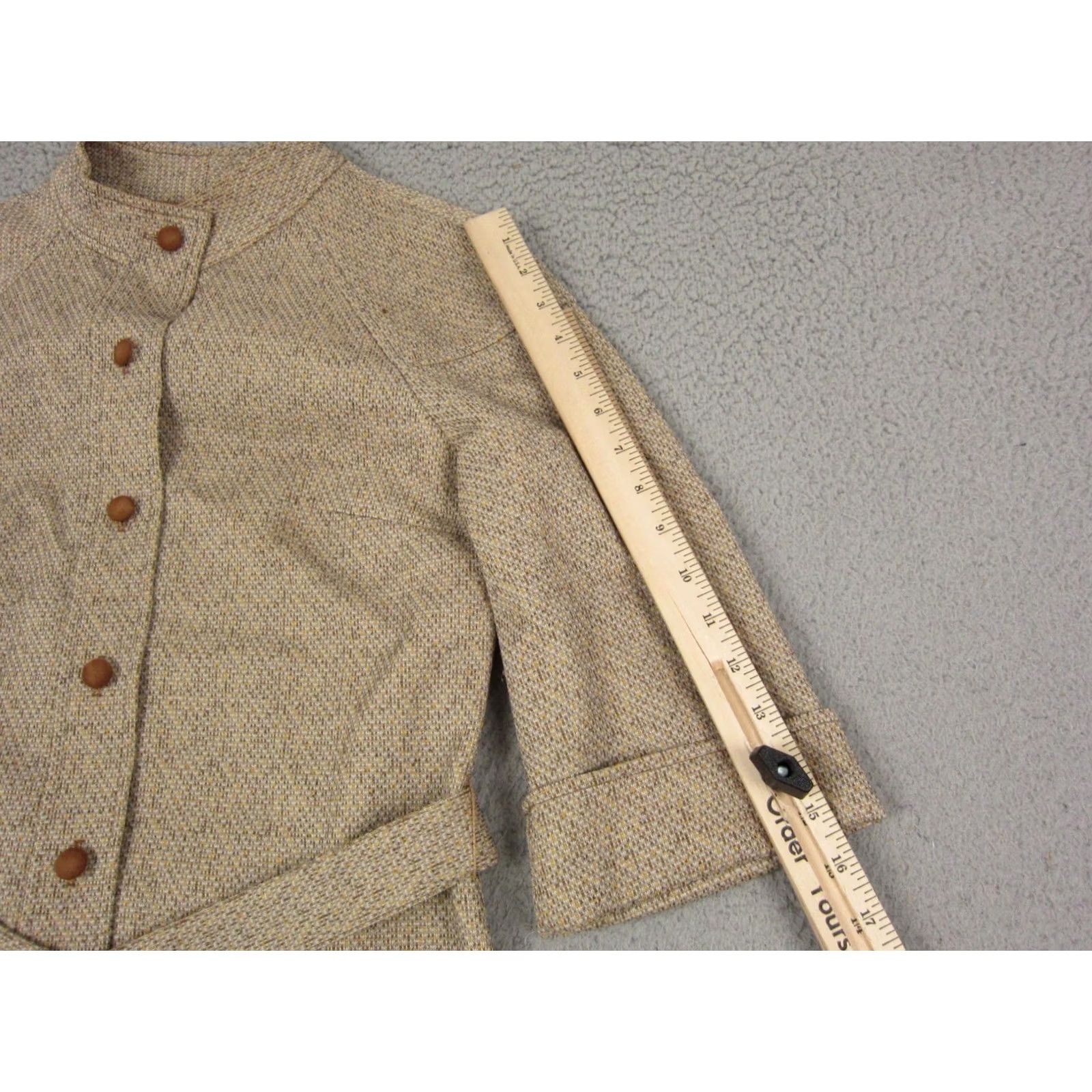 Vintage VINTAGE Country Miss Jacket Womens 10 Brown Belted Tweed 60s Long Sleeve Nylon Coat Trench Button Pockets Casual Made in USA Size L / US 10 / IT 46 - 5 Thumbnail