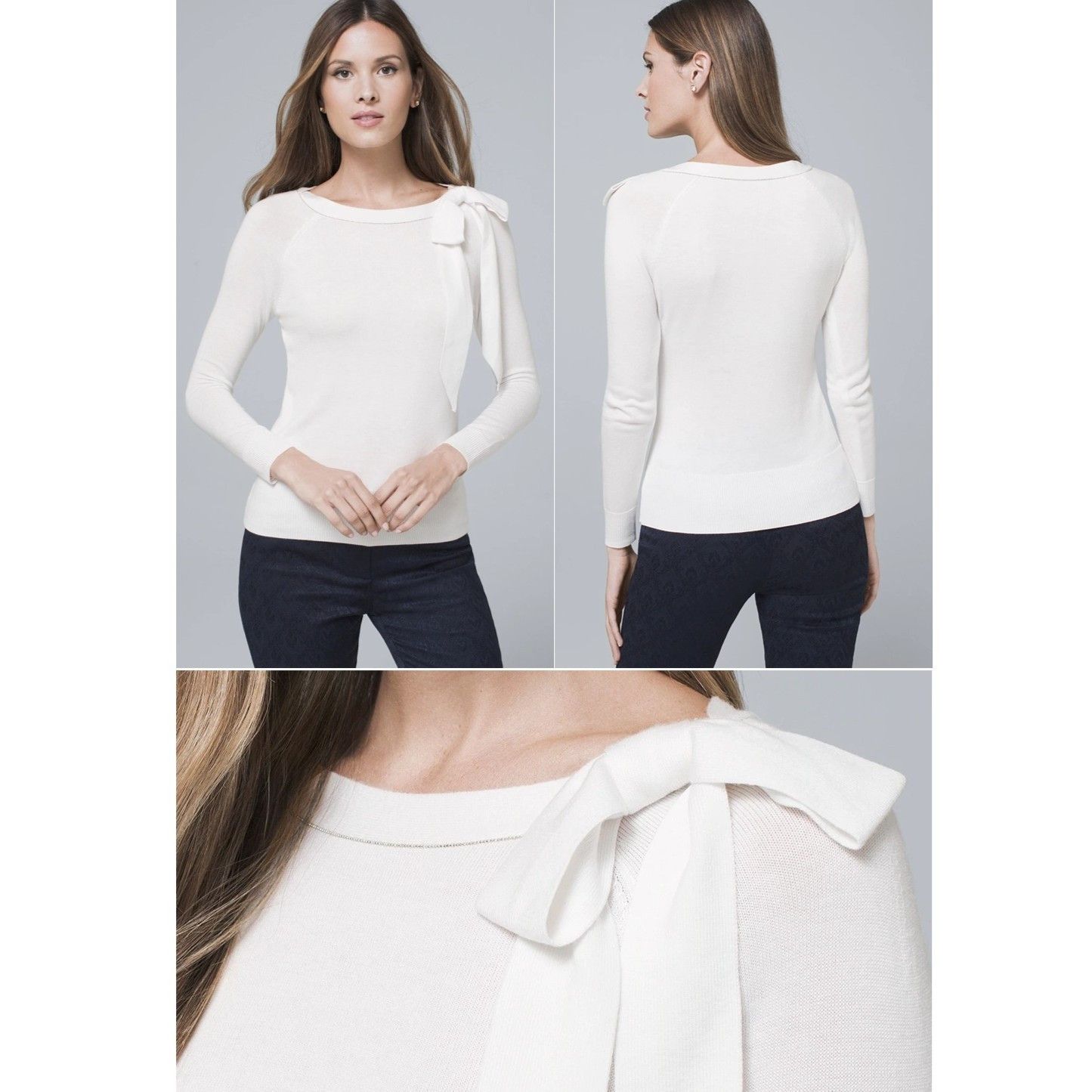 White House Black Market Bow Shoulder Raglan Sweater in size M NWT $89 Size M / US 6-8 / IT 42-44 - 1 Thumbnail