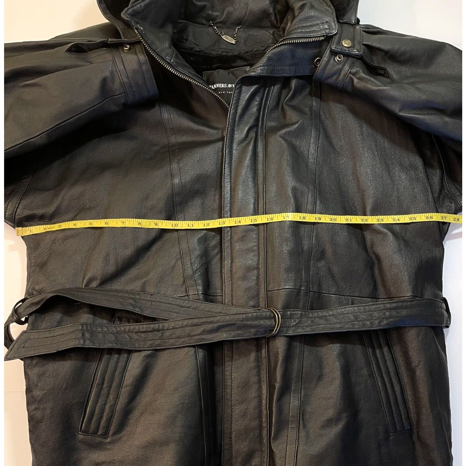 Vintage VINTAGE Tanner Avenue Leather Bomber Jacket - Men - XL - Black Fur-Lined Hooded Flight Coat - 90s USA Theme, Winter Warmth, Zip Closure Size US XL / EU 56 / 4 - 7 Thumbnail