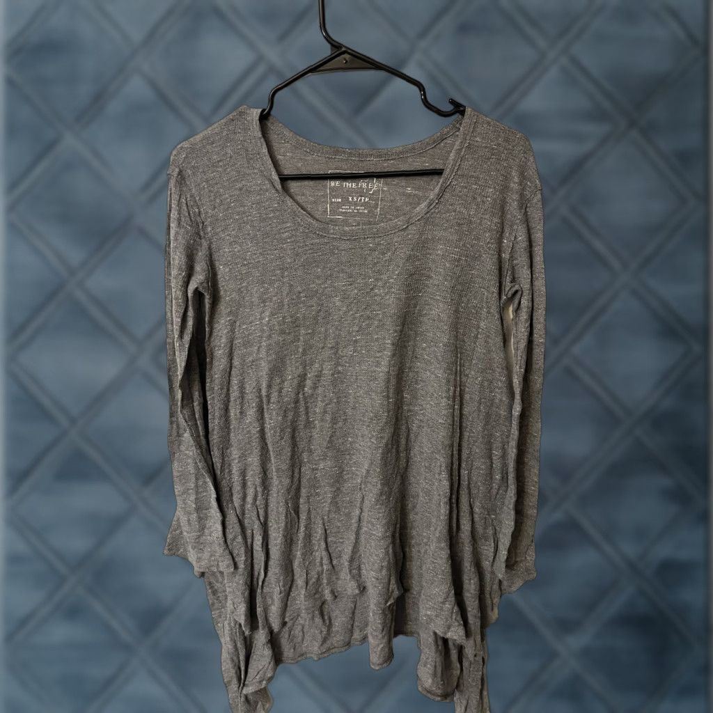Free People We The Free Gray Knit Long Sleeve Lightweight T-Shirt XS Size XS / US 0-2 / IT 36-38 - 1 Thumbnail