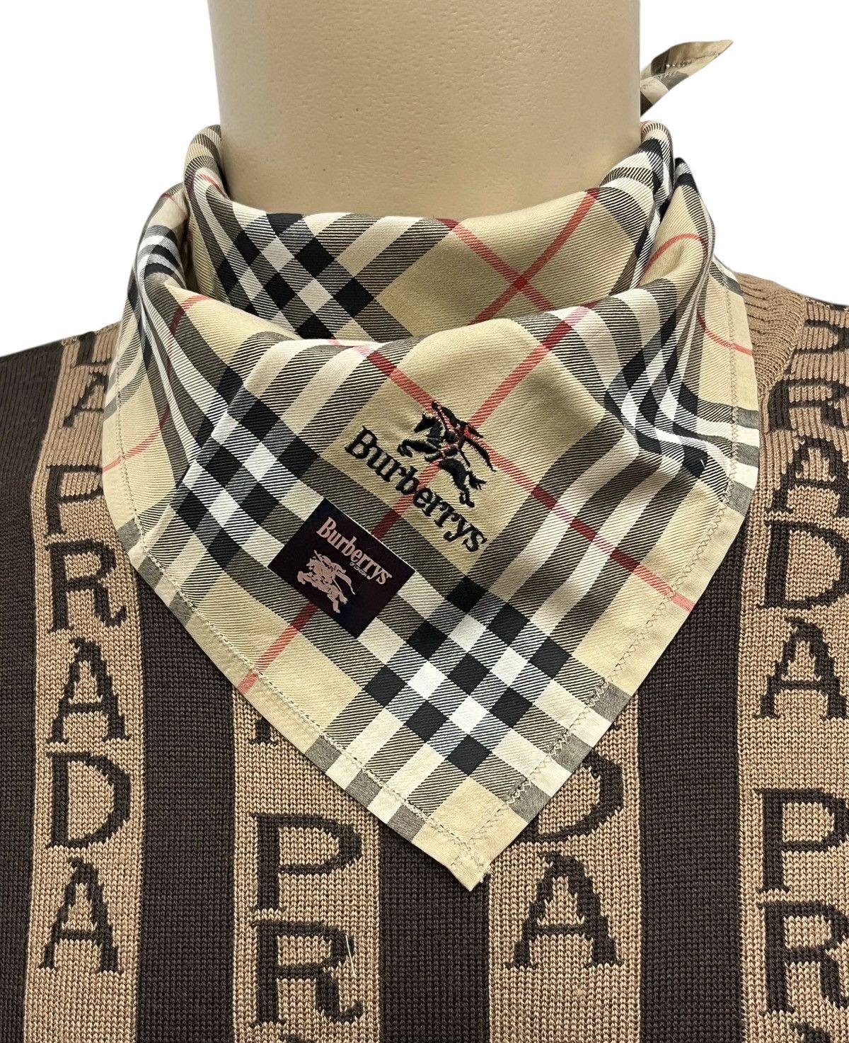 Vintage Burberrys Nova Check Handkerchief NOS Japan