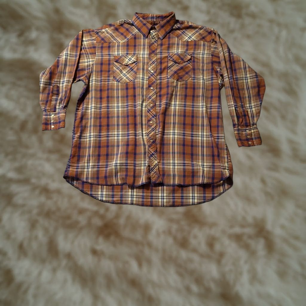 Wrangler Vintage Wrangler Pearl Snap Shirt Mens XL Tails 19-36 Tall Long Sleeve Brown Size US XXL / EU 58 / 5 - 1 Thumbnail