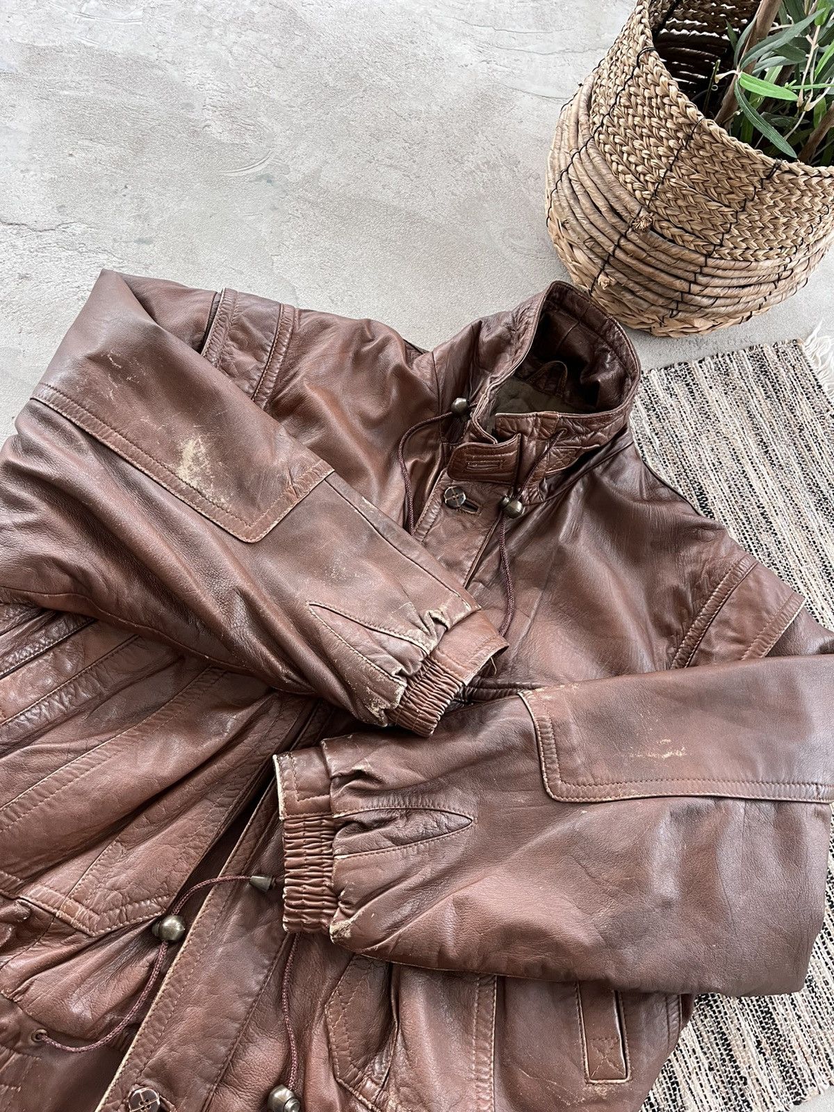 Genuine Leather Vintage Brown Leather Biker Bomber Jacket Avantgarde Y2K Size US L / EU 52-54 / 3 - 12 Thumbnail
