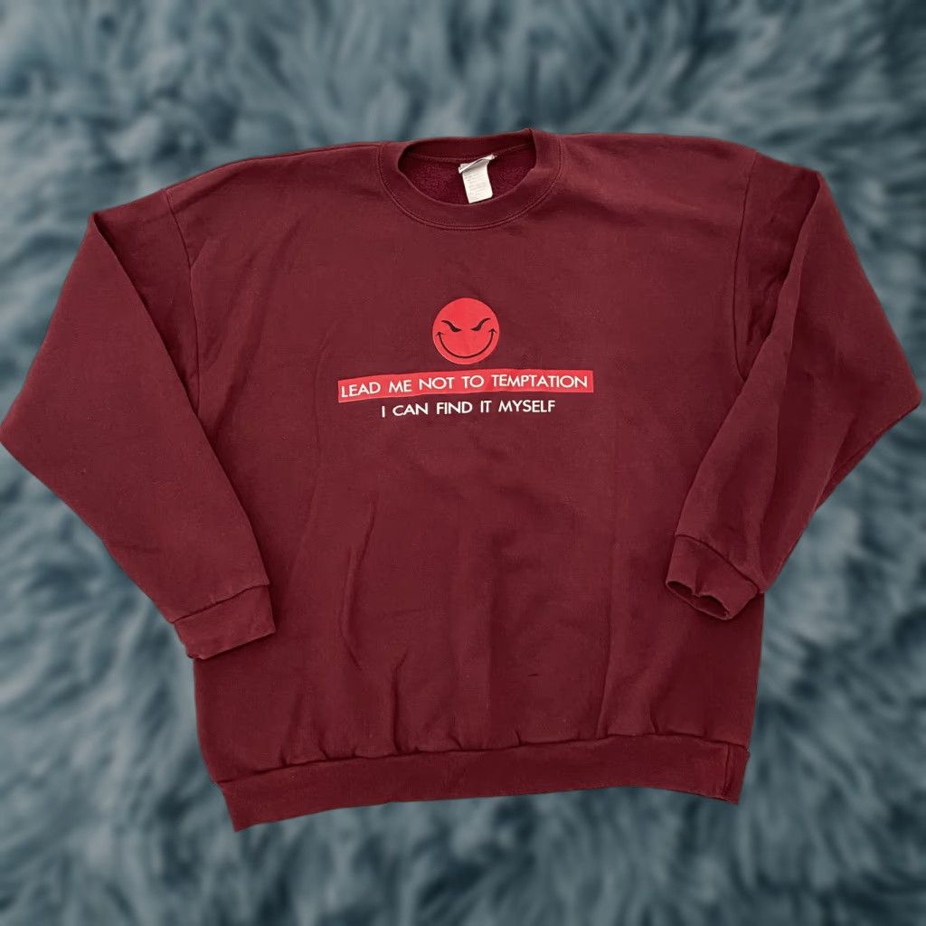 Vintage VINTAGE Santee Sweatshirt Pullover Maroon Adult XL Crew Neck 90s Gothic Funny Logo Cotton Blend Size US XL / EU 56 / 4 - 1 Thumbnail