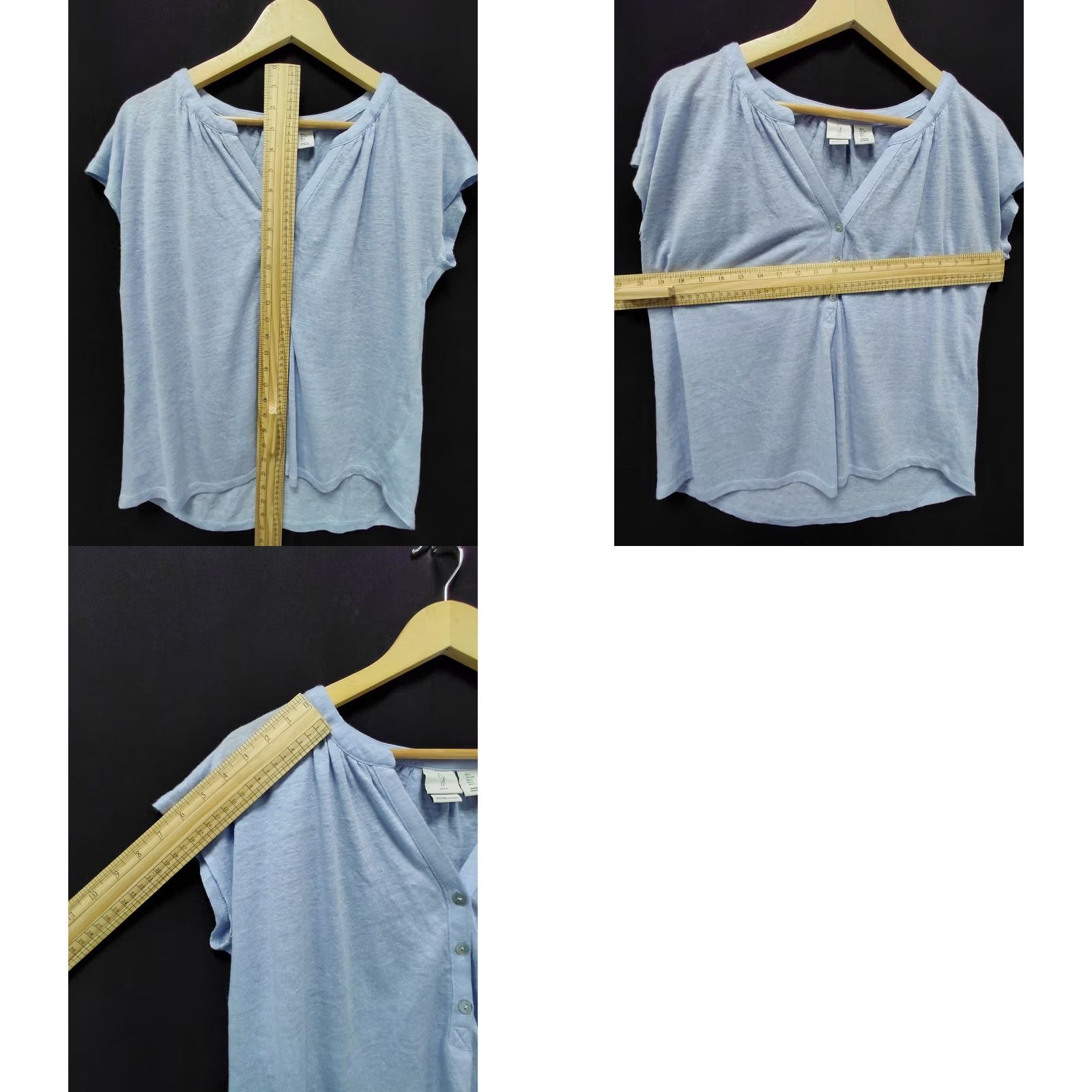 Joie JOIE Blue Linen Top Women Size S Short Sleeve Casual Size S / US 4 / IT 40 - 8 Thumbnail