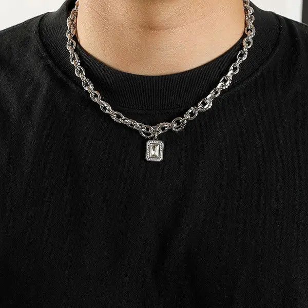 Jewelry Silver Chain Necklace with Pendant Size ONE SIZE - 2 Thumbnail