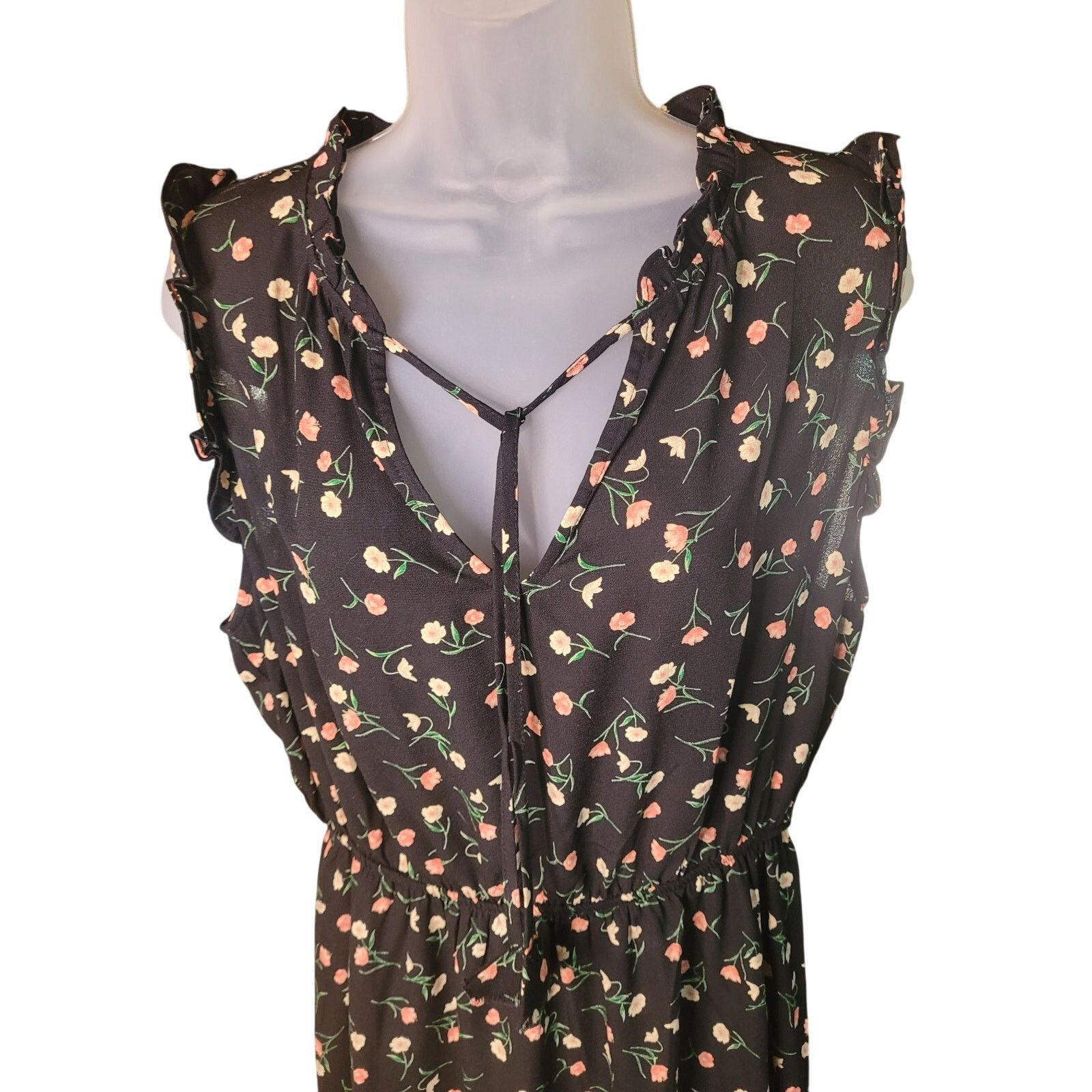 Lucky Brand Lucky Brand Blk Floral Women Dress Lined Sleeveless Sz XL Size XL / US 12-14 / IT 48-50 - 2 Thumbnail
