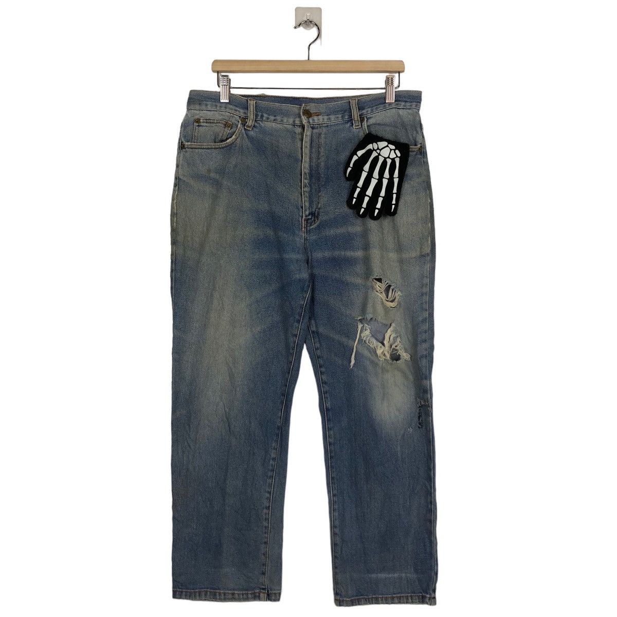 Japanese Brand RARE PUNK DESIGN DISTRESSED DENIM OSJ USA Size US 33 - 2 Thumbnail