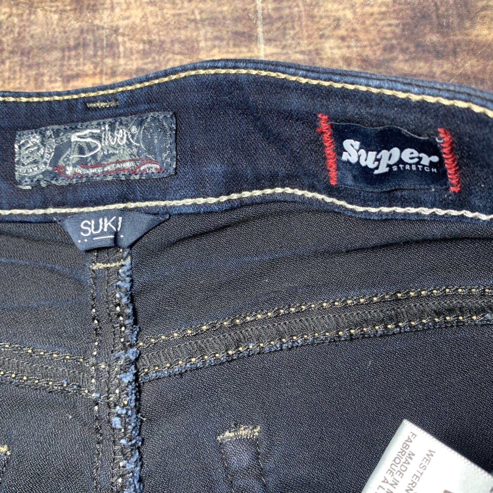 Vintage Silver Suki Women's Super Stretch High Capri Jeans 29x24 Dark Blue Denim Size 29" - 3 Thumbnail