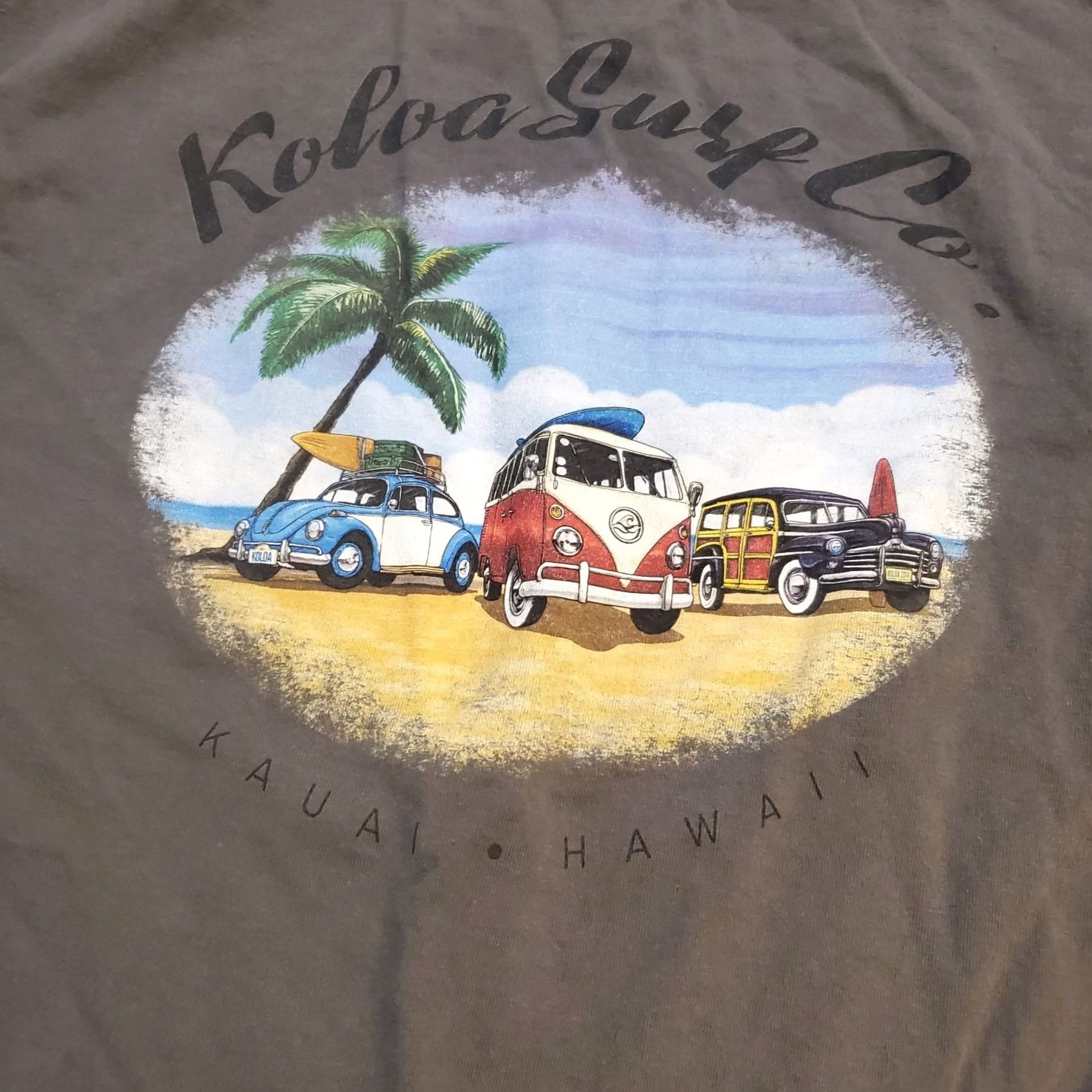 Vintage KOLOA Shirt Mens XLT Gray Surf Graphic Long Sleeve Hawaii Surfer Volkswagen Size US XL / EU 56 / 4 - 2 Thumbnail