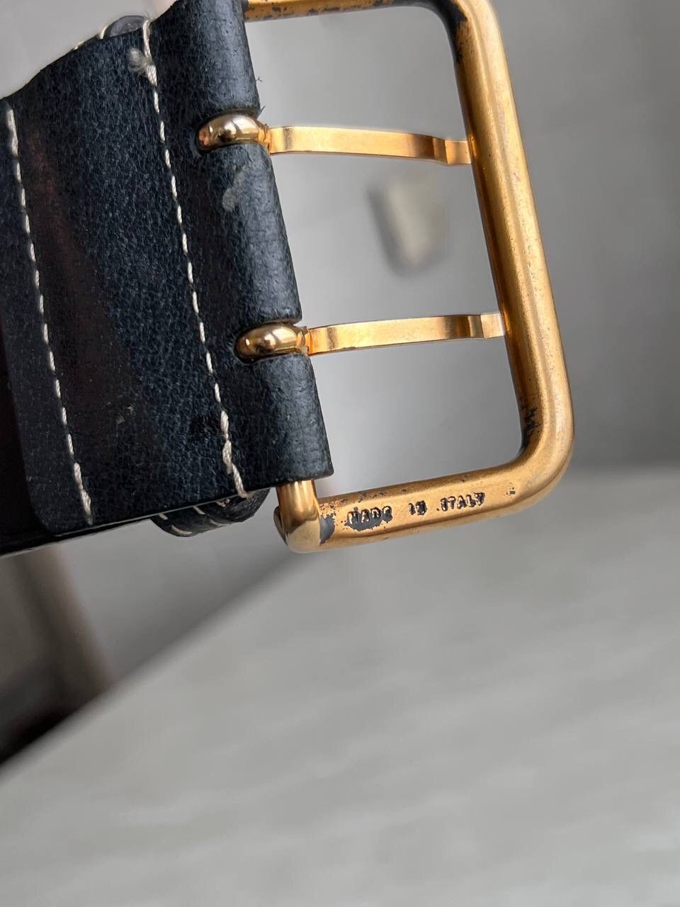 Max Mara × Vintage Max Mara Vintage Black Leather Big Belt Italian Punk Rock Size ONE SIZE - 9 Thumbnail
