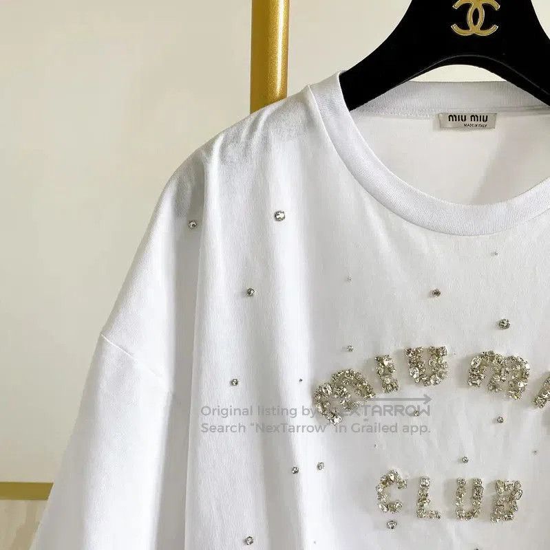 Miu Miu Miu Miu Club Short Sleeve White T-Shirt . Size XS / US 0-2 / IT 36-38 - 3 Thumbnail