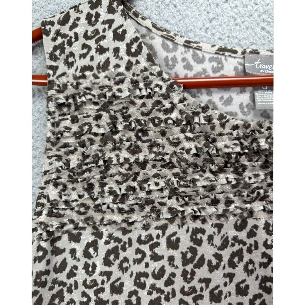 Vintage Travelers By Chico's Shirt Women Tank Top Leopard Print Sleeveless Gray 3 XS? Ladies Size XS / US 0-2 / IT 36-38 - 3 Thumbnail