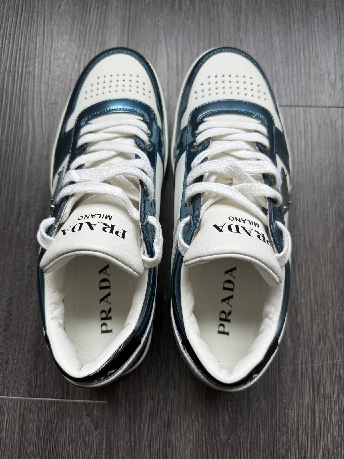 Prada Prada Downtown Leather/Metallic Sneakers Size US 8.5 / EU 41-42 - 3 Thumbnail