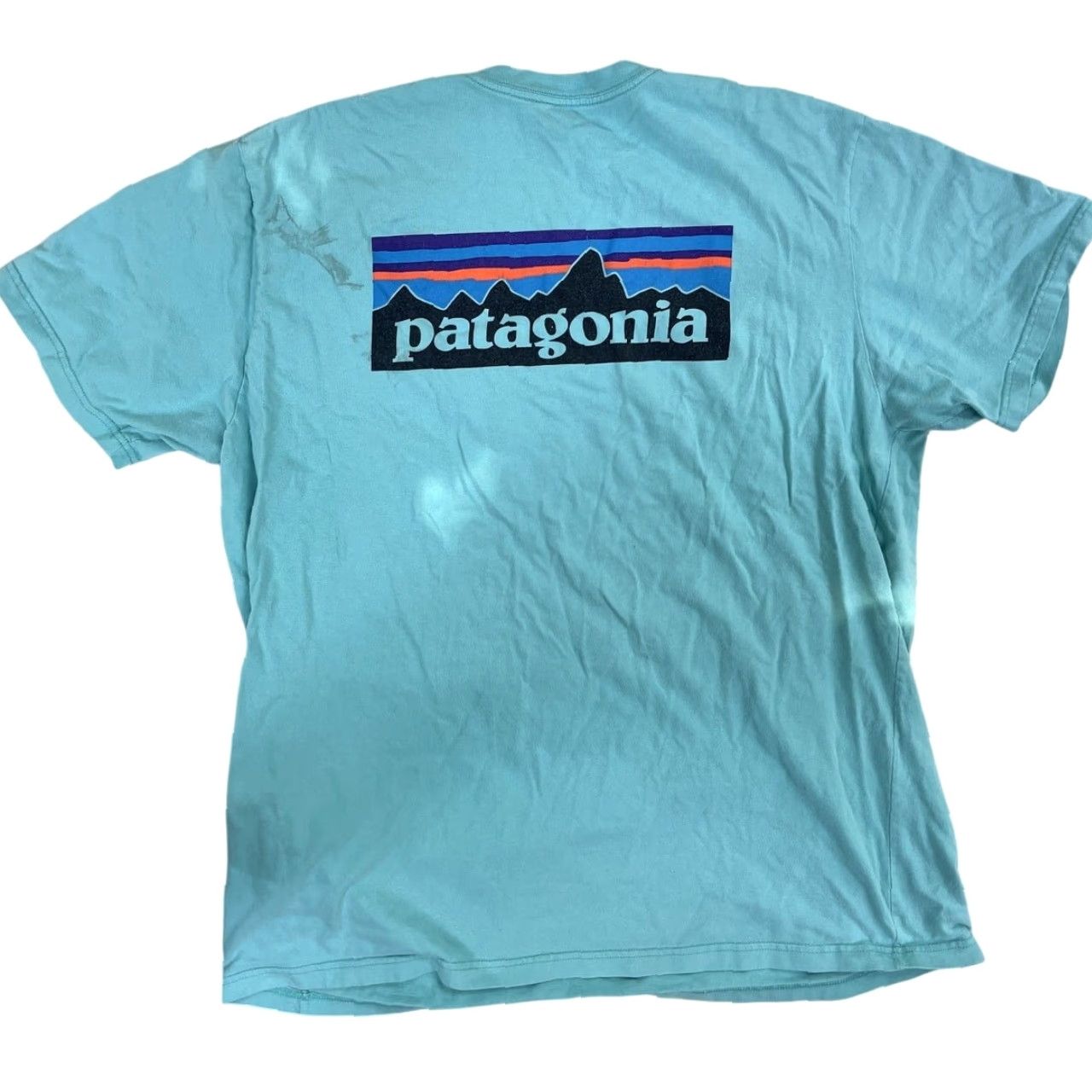 Patagonia VINTAGE Patagonia Men's Cotton Back Logo Short Sleeve Light Blue T-Shirt XL Size US M / EU 48-50 / 2 - 2 Thumbnail