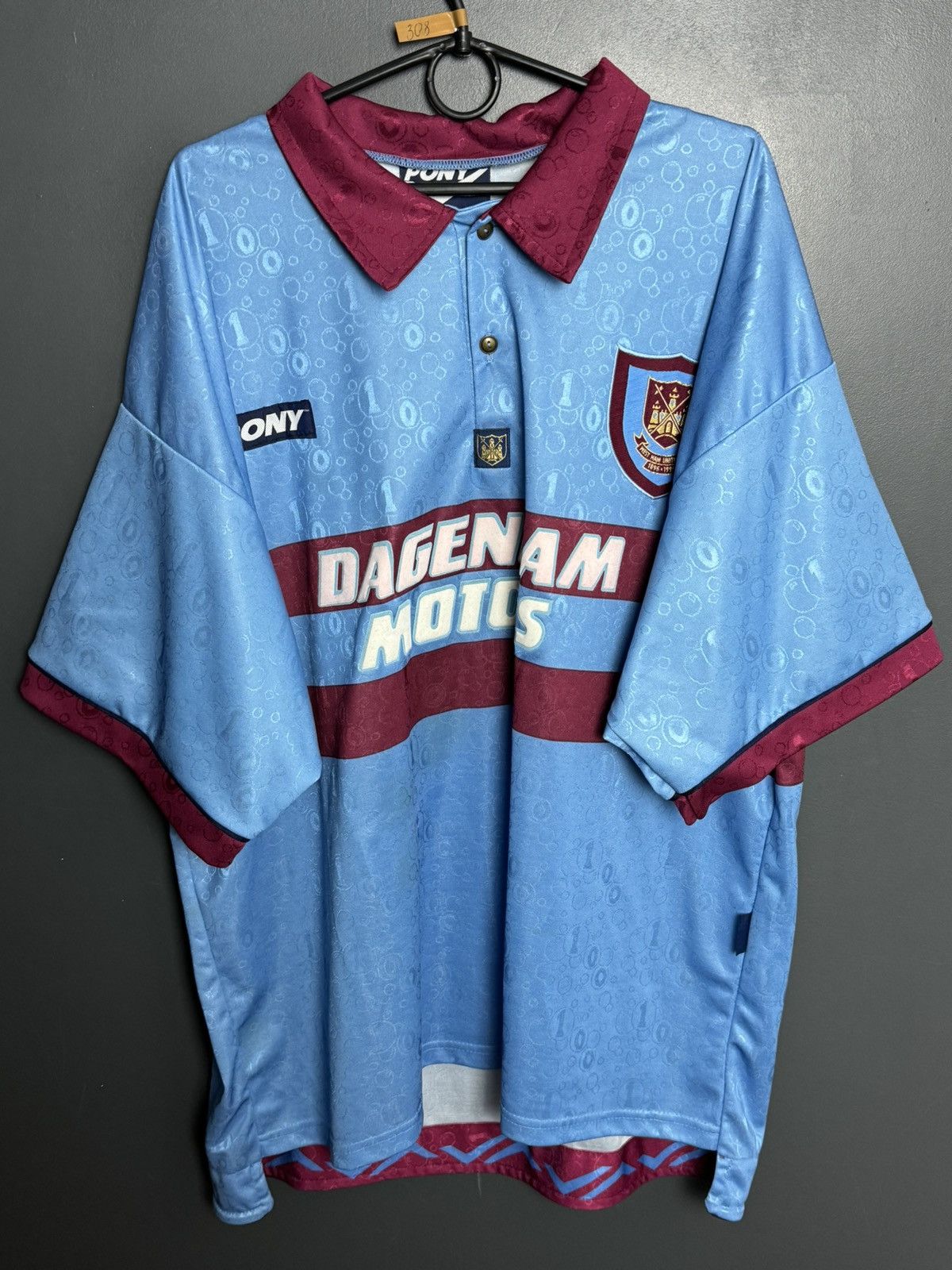 PONY West Ham United 95/97 Away Football Jersey Size US XXL / EU 58 / 5 - 1 Thumbnail