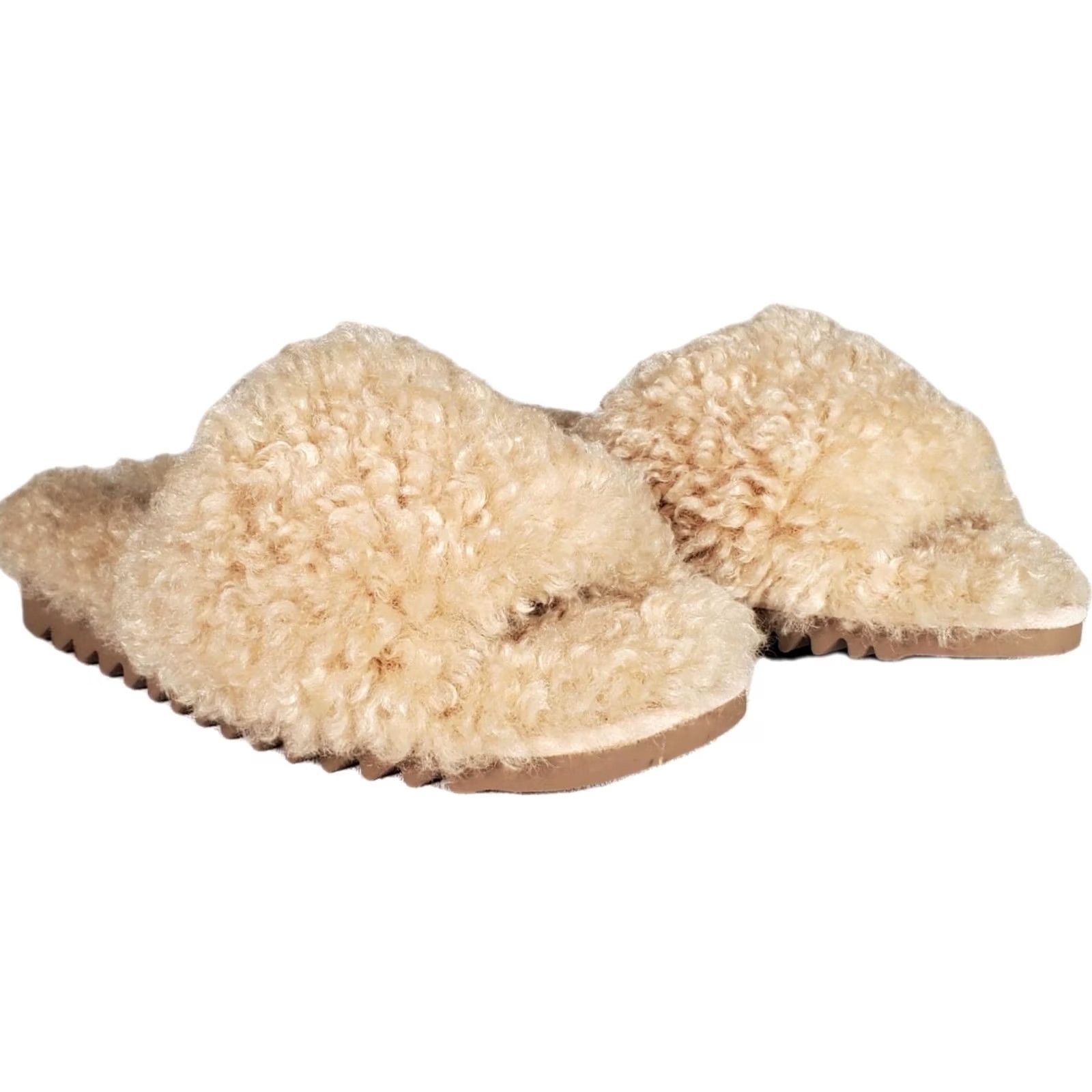 Rag & Bone rag & bone Eira Sandals Faux Fur Shearling Flat Slides Ivory Women US 7 New Size US 7 / IT 37 - 2 Thumbnail