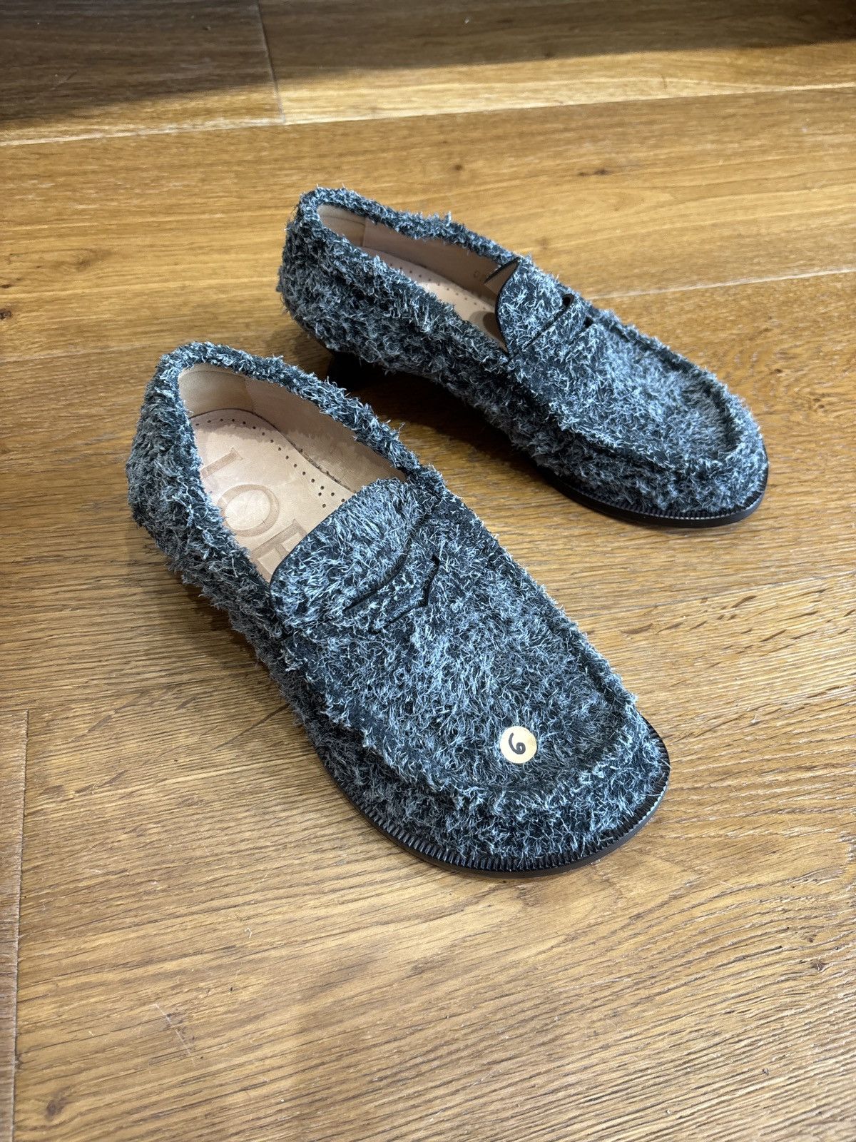 Loewe These are Loewe fuzzy grey leather-lined kitten heel loafers Size US 6 / IT 36 - 3 Thumbnail