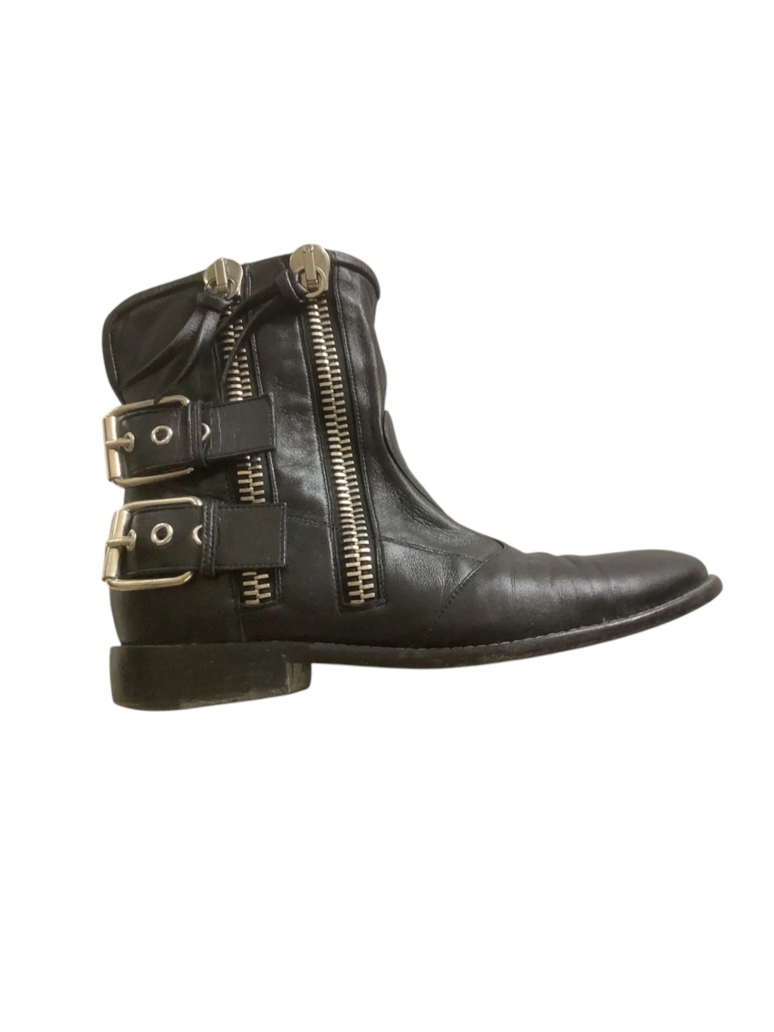 Giuseppe Zanotti Giuseppe Zanotti Leather Double-Zip Ankle Boots w Buckles Size US 7 / EU 40 - 1 Thumbnail