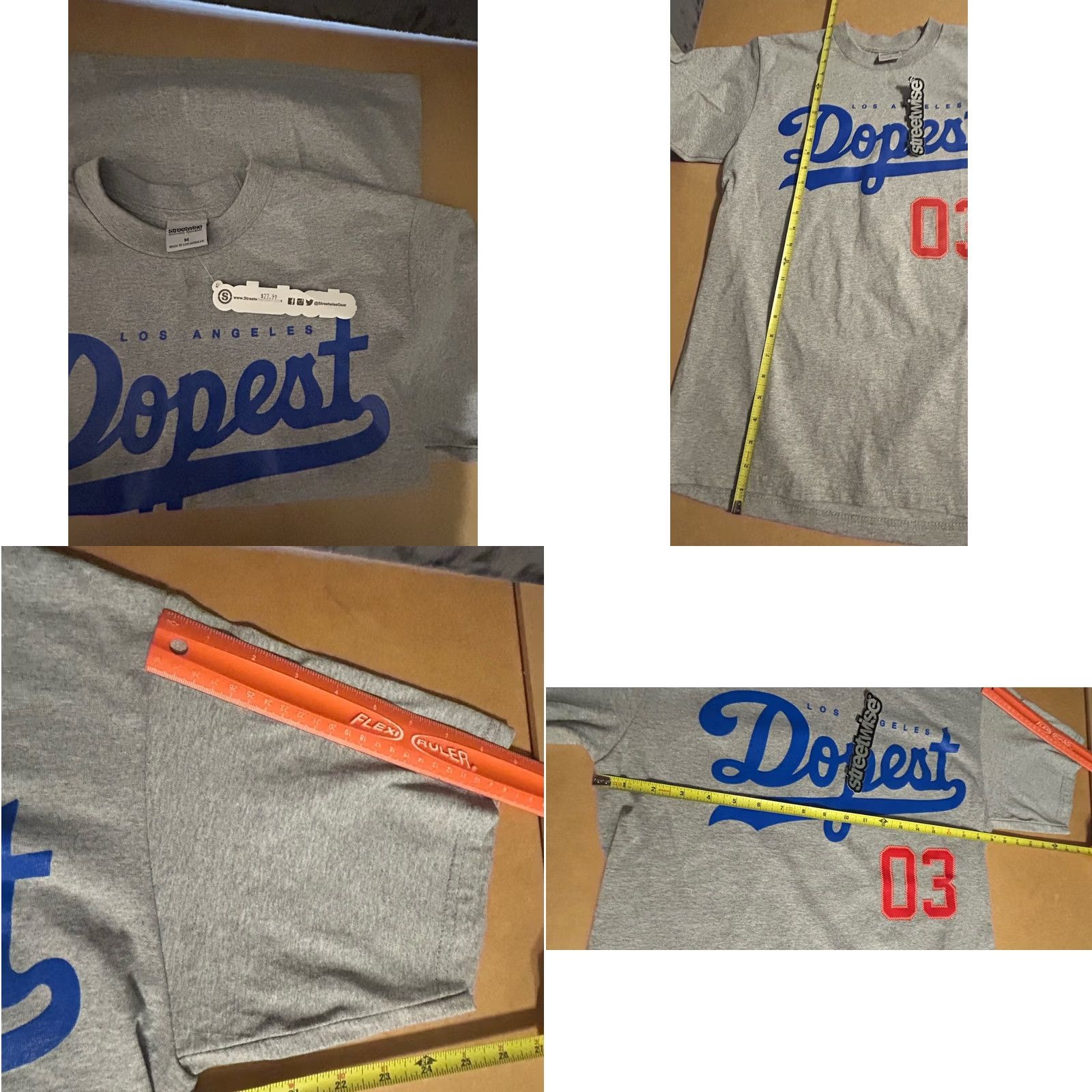 Vintage Streetwise Dopes 03 Dodgers Script Men Medium Gray Short Sleeve NWT Size US 31 - 9 Thumbnail