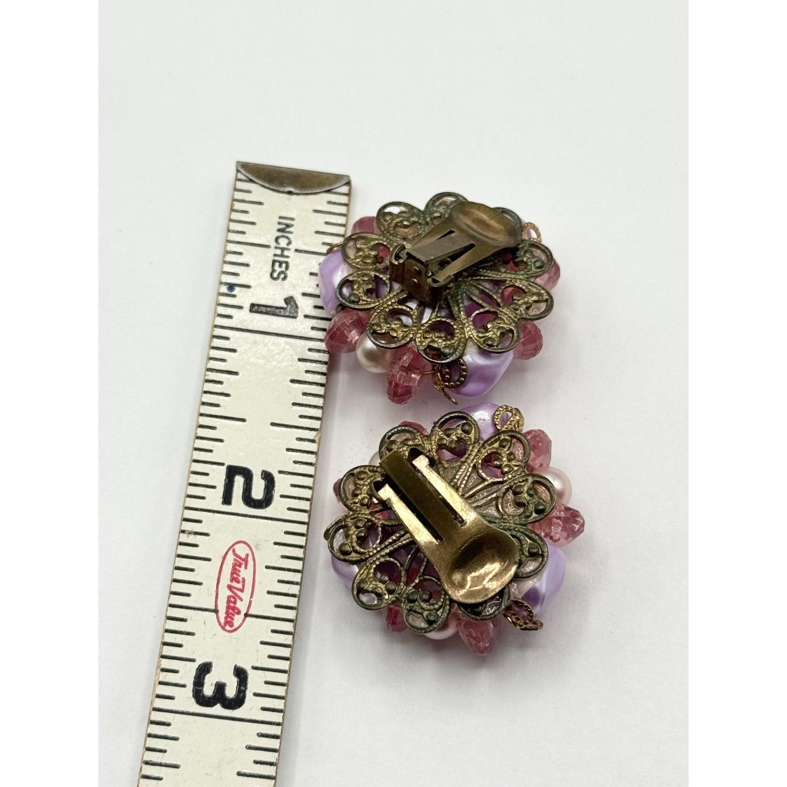 Other Vintage purple beaded pink cluster clip on earrings Size ONE SIZE - 4 Thumbnail