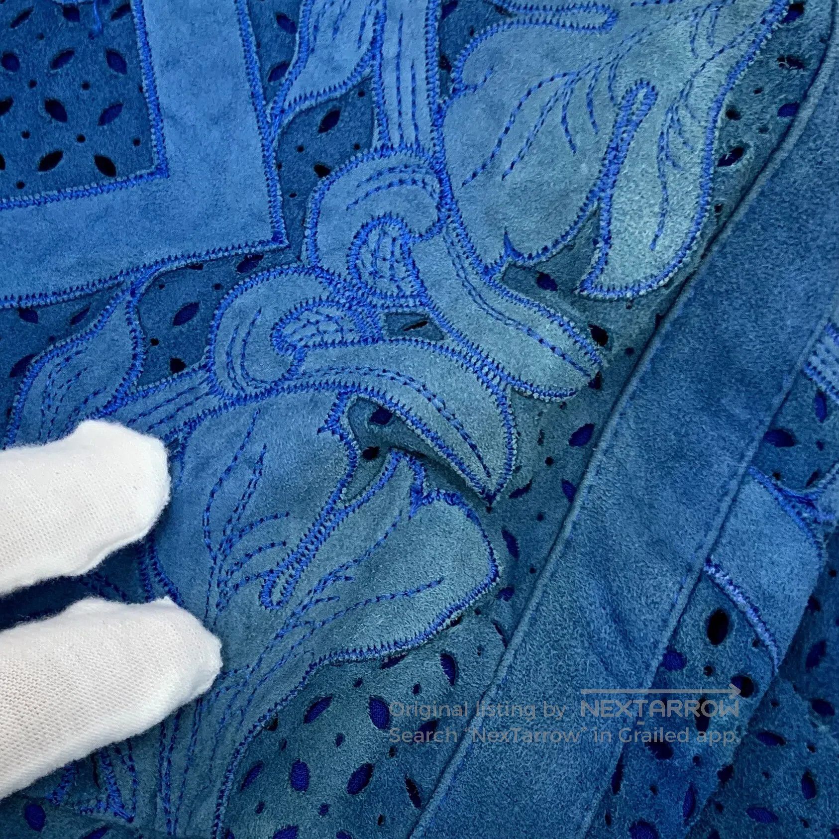 Versace Versace Dark blue floral lace-up collar zippered long-slee Size US M / EU 48-50 / 2 - 9 Thumbnail