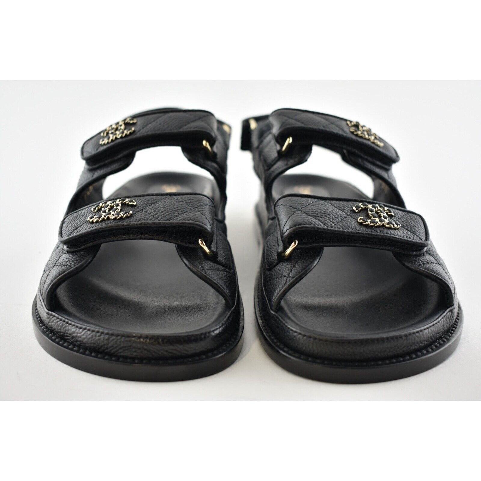 Chanel Chanel 21C Black Caviar Gold CC Logo Mule Slide Strap Flat Size US 9 / IT 39 - 6 Thumbnail