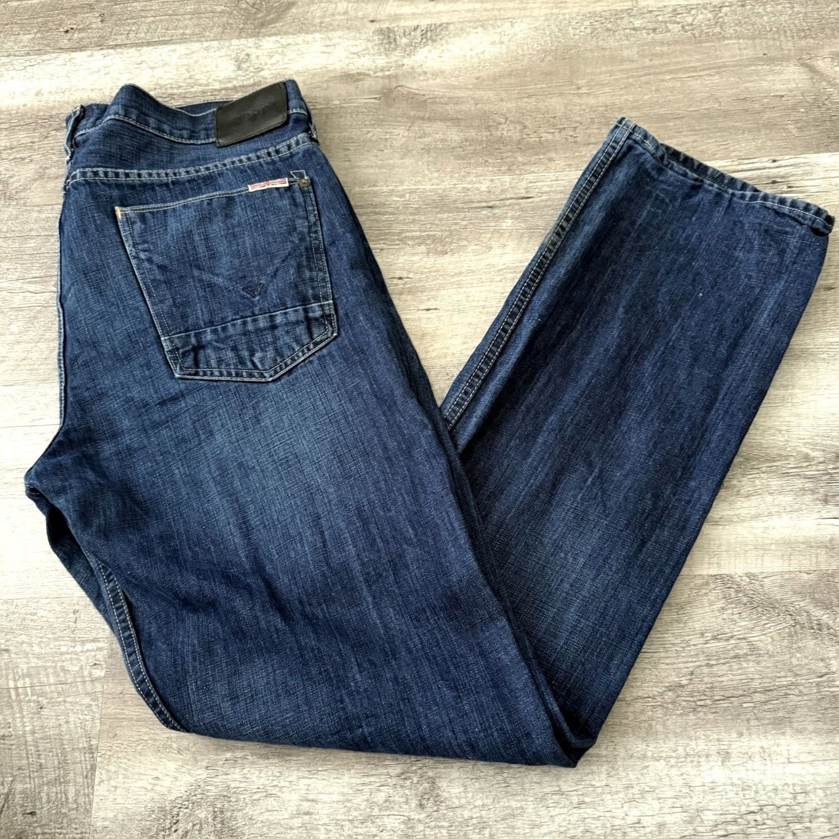 Hudson HUDSON Byron Straight Jeans Mens 36 Blue Cotton Flax Blend Button-Fly Distressed Size US 36 / EU 52 - 7 Thumbnail