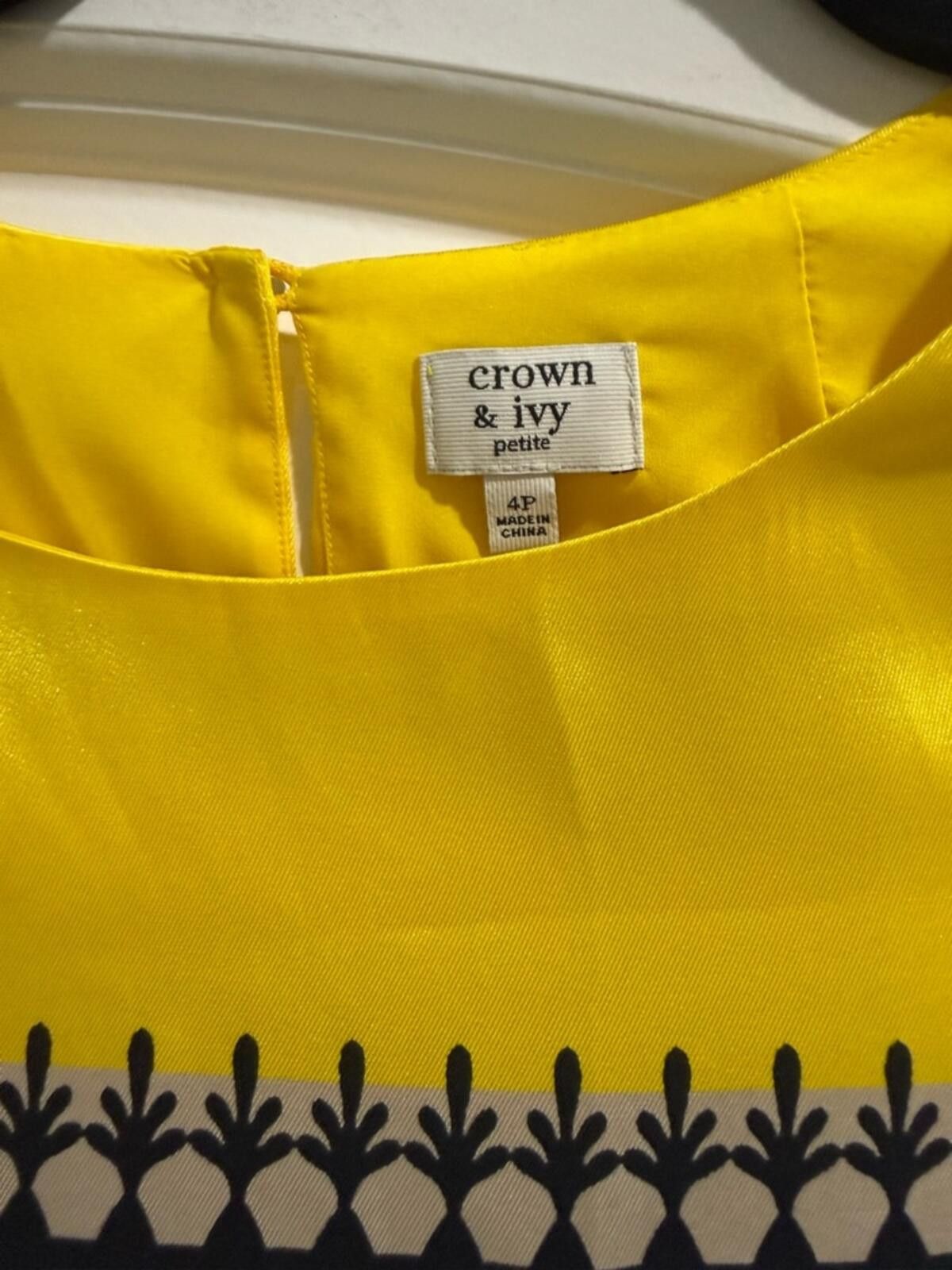 Other crown & ivy Yellow and Navy Printed Shift Dress Size S / US 4 / IT 40 - 3 Thumbnail