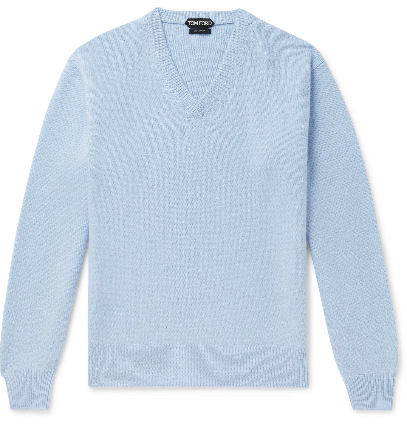 Tom Ford o1loc1c0324 TFK100 V-Neck Sweater in Light Blue Size US M / EU 48-50 / 2 - 1 Thumbnail