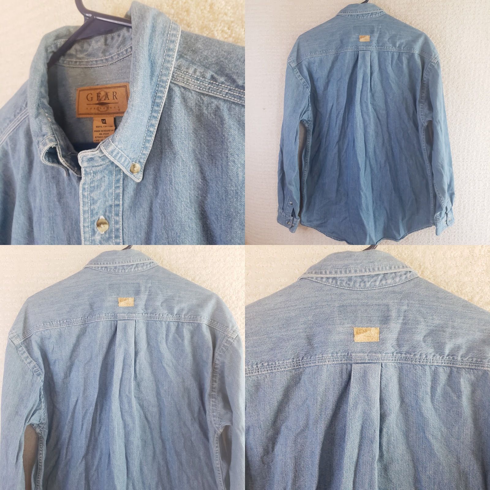 Denime Gear for Sports Men's M Blue Denim Button-Down Long Sleeve Shirt Size US M / EU 48-50 / 2 - 8 Thumbnail