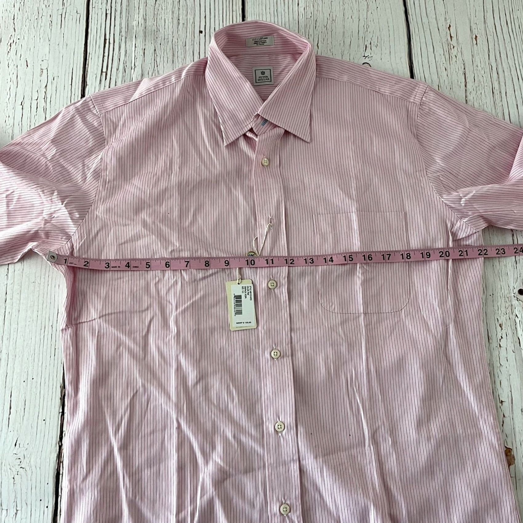 Peter Millar Peter Millar Shirt Striped Long Sleeve Men's 15.5 Pink Dress Shirt Size US L / EU 52-54 / 3 - 6 Thumbnail