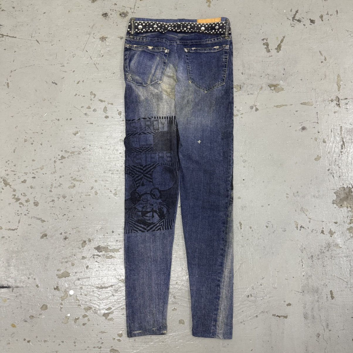 If Six Was Nine Hysteric Glamour Destroy All Monster Transfer Denim Legging Size 24" / US 00 / IT 34 - 2 Thumbnail
