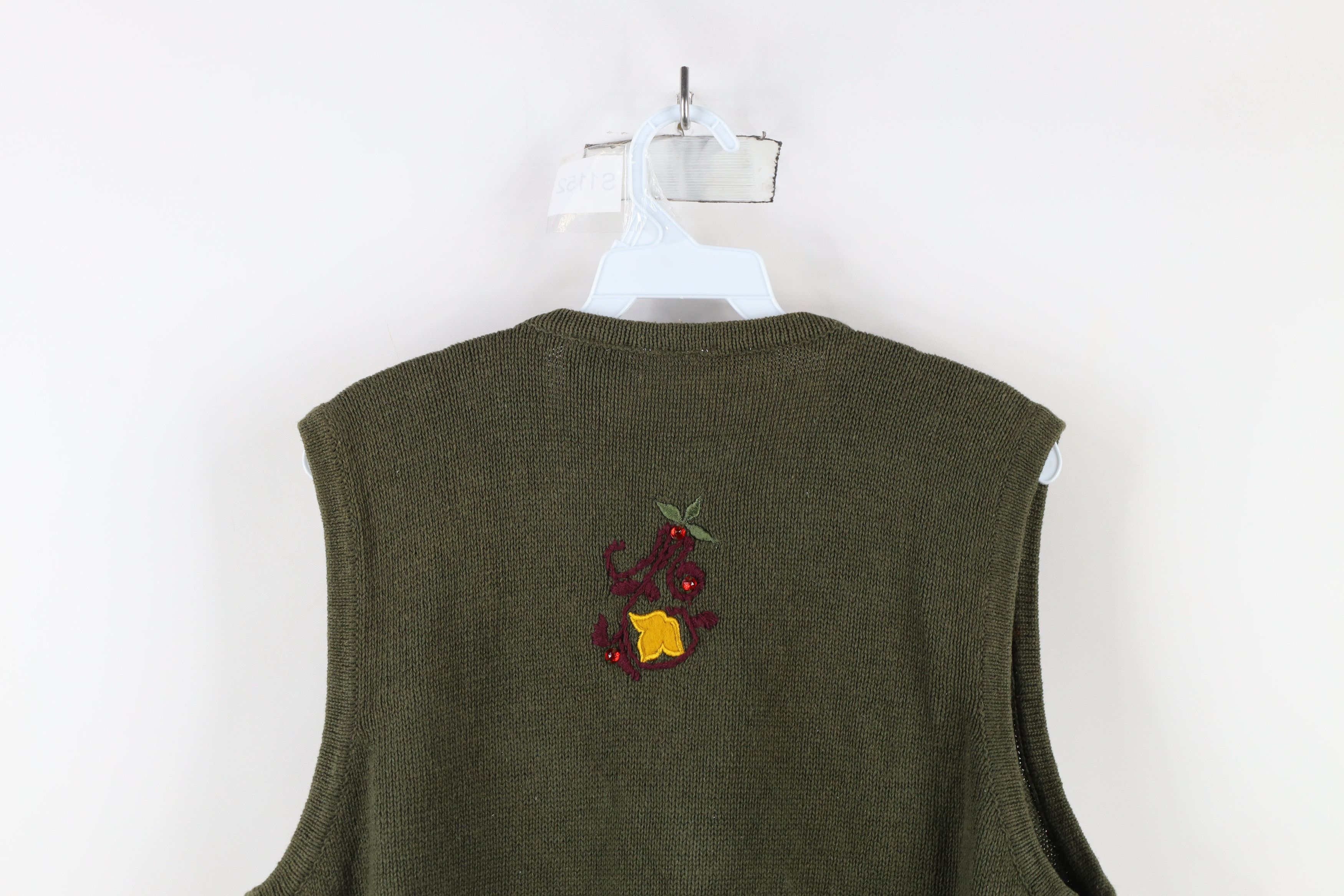 Vintage Vintage 90s Streetwear Flower Knit Cardigan Sweater Vest Size XL / US 12-14 / IT 48-50 - 14 Thumbnail