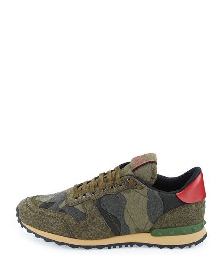 Valentino VALENTINO Rockrunner Felt Camo Trainer Sneaker Olive Size US 11 / EU 44 - 1 Thumbnail