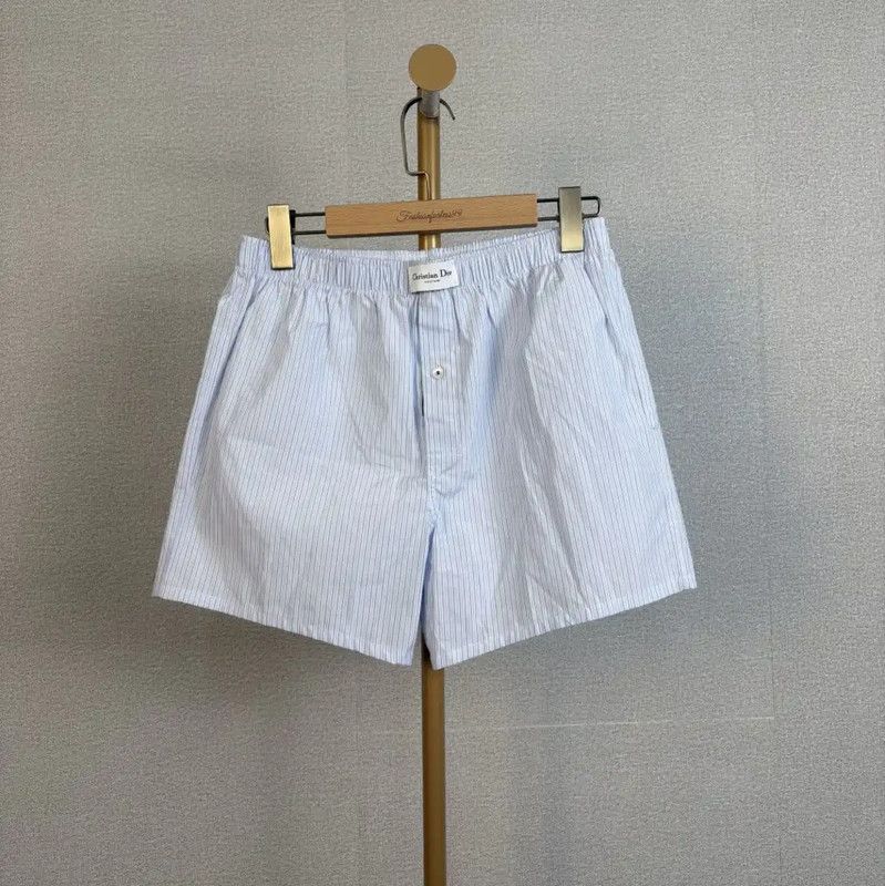 Dior Dior Summer Light Blue Cotton Striped Shorts 0089 Size 32" / US 10 / IT 46 - 1 Thumbnail