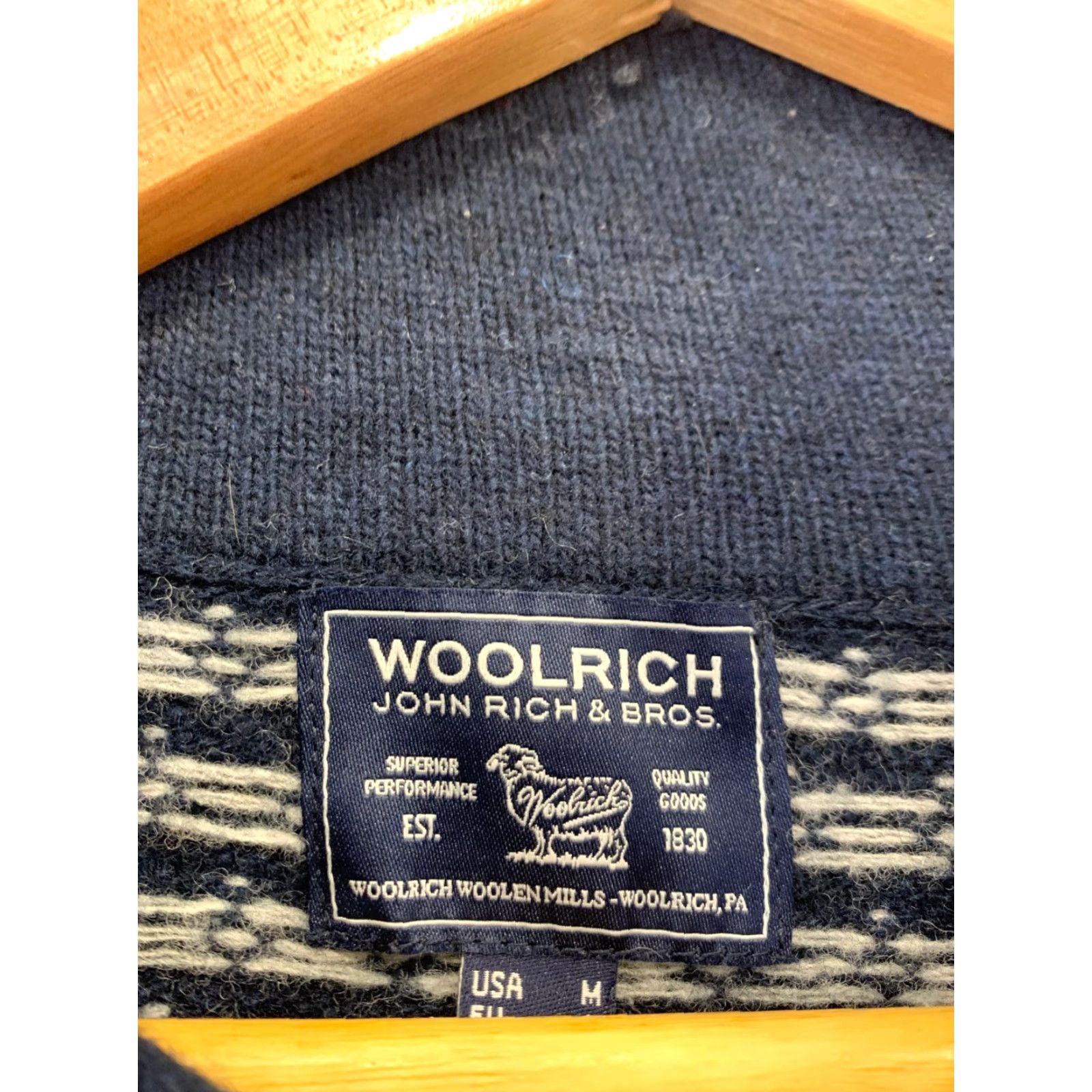 Vintage Woolrich John Rich & Bros Wool Cashmere Nordic Shawl Collar Sweater Mens L Navy Blue / Cream Pullover Knit Wool Cashmere Blend Snowflake Pattern Size US L / EU 52-54 / 3 - 3 Thumbnail