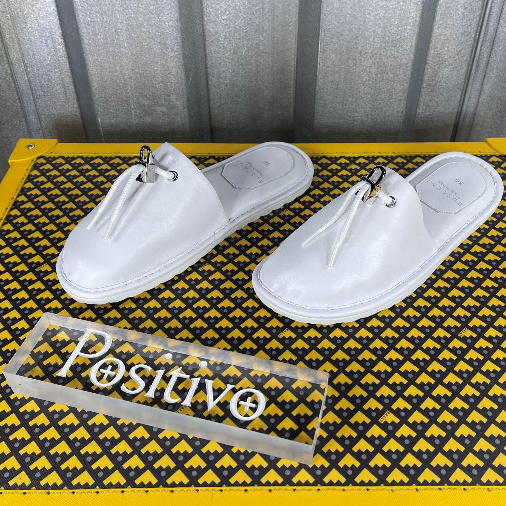 Buscemi Buscemi Greenwich White Leather Slippers US 6 EU 36 Size US 6 / IT 36 - 2 Thumbnail