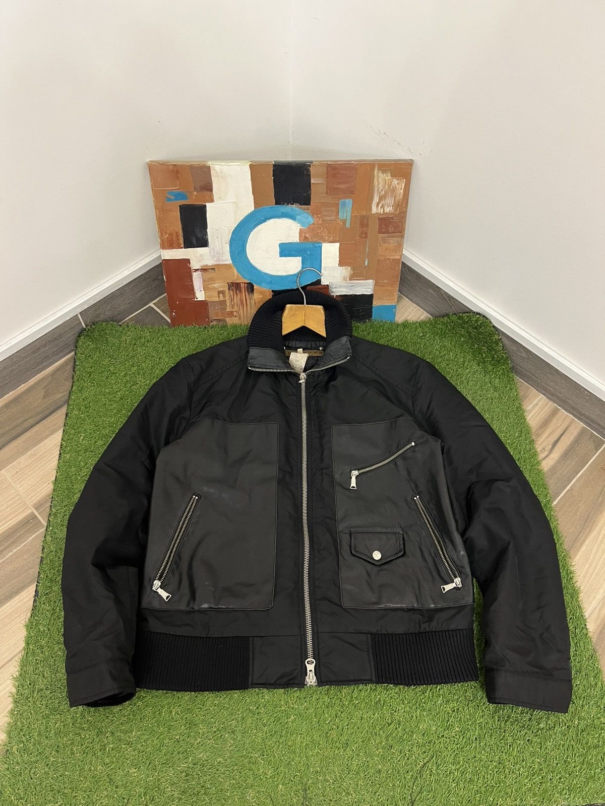 John Richmond × Vintage 90's John Richmond Denim Japan Style Nylon Leather Jacket Size US L / EU 52-54 / 3 - 1 Thumbnail