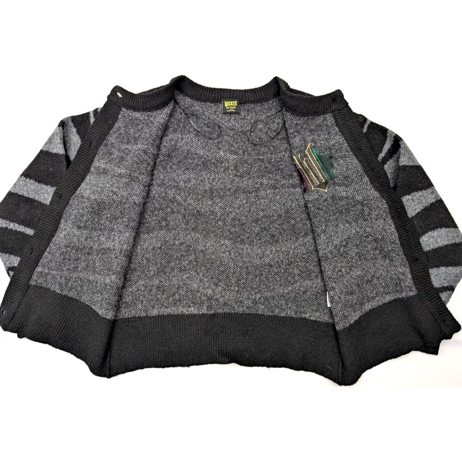Vintage WICKED Paul Tazewell Cardigan Size L Black Striped Wizard Oz Cozy Soft Stretch Size L / US 10 / IT 46 - 4 Thumbnail