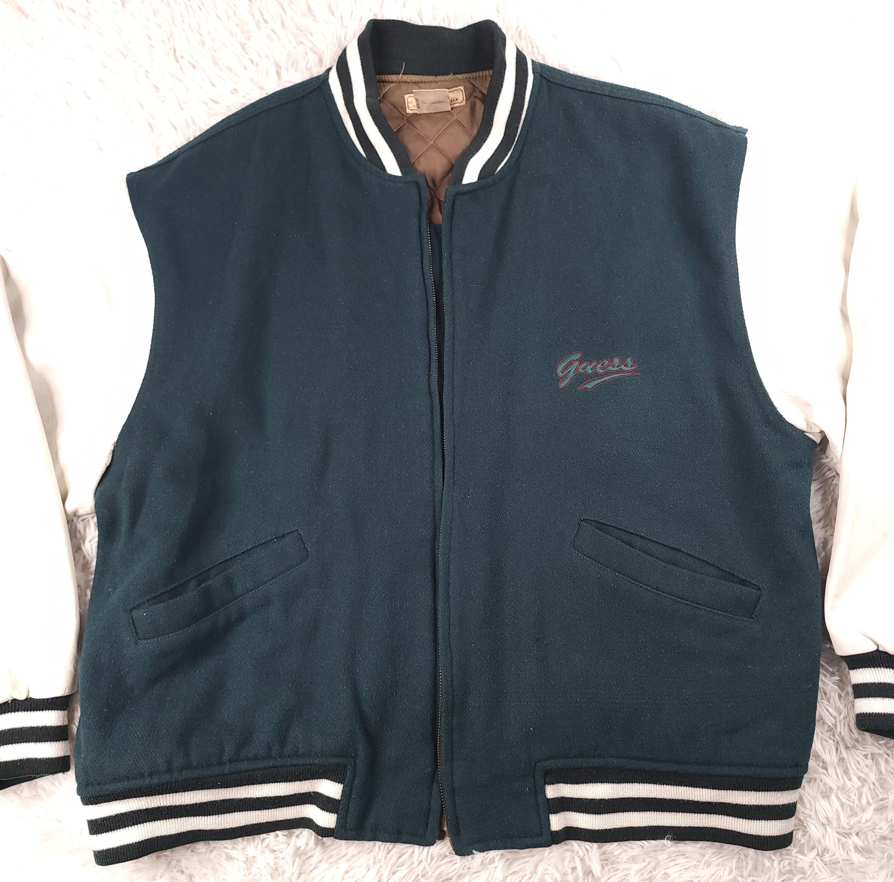 Guess Vintage Guess classic sportwear wool/leather varsity jacket Size US XL / EU 56 / 4 - 4 Thumbnail