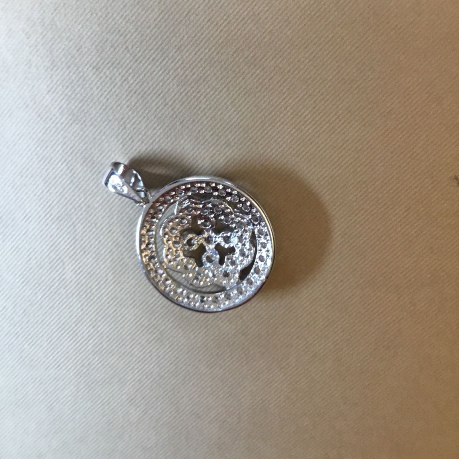 Other Sterling Silver Round Peony Crystals Pendant Size ONE SIZE - 4 Thumbnail