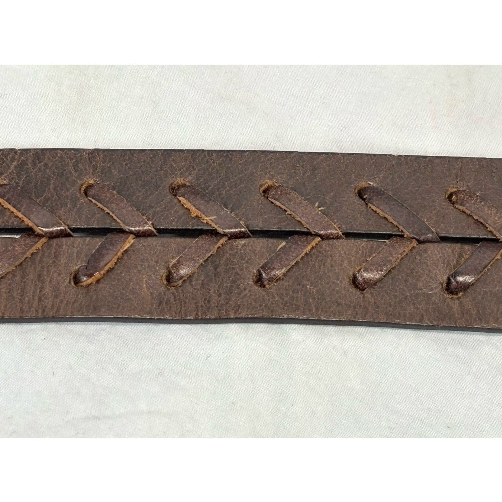 Doublet Unbranded Brown Leather Belt M 33”-37” Double Brass Prong Western Boho Cowboy Cowgirl Women Size ONE SIZE - 6 Thumbnail