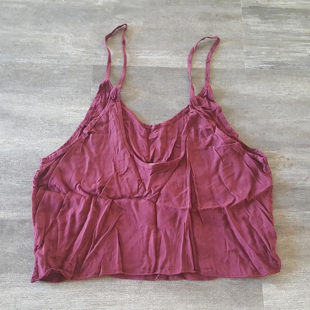Designer Burgundy Dressy Cropped Melville Blouse Size ONE SIZE - 2 Thumbnail